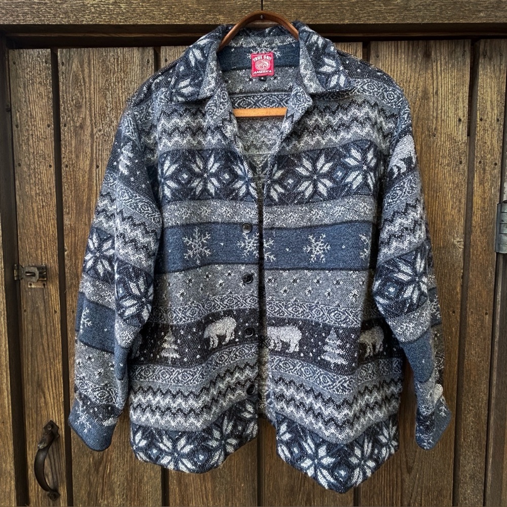 ❄️SALE❄️ True Grit Jacket Vintage Blue Nordic Cabincore Outdoor unisex sz S